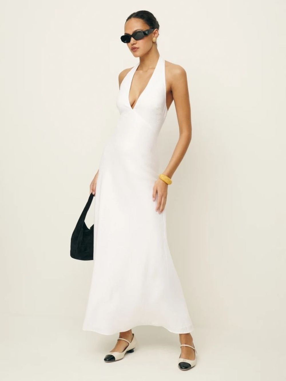 Reformation Delilah Linen Maxi Dress — White